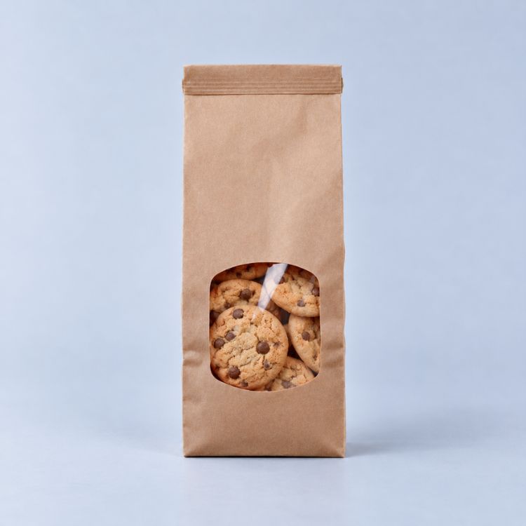 Bolsa kraft con ventana y autocierre 9+6*25 cm